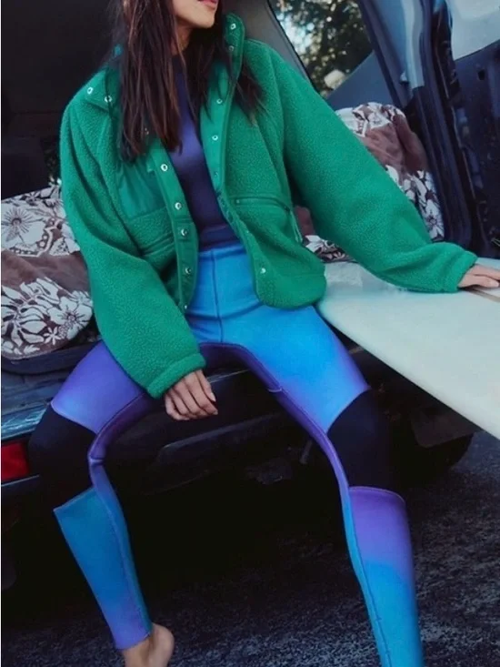Free People Hit The Slopes Fleece Jacket. NWT. Green glow